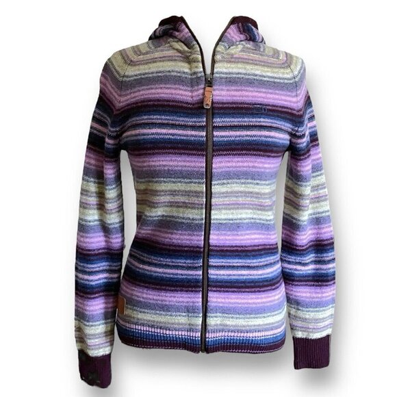 State of Elevenate E11 Womens Sweater XS Wool Stripe Full Zip Hoodie Cardigan - Picture 1 of 9